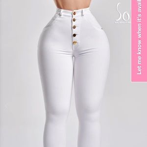 Sol beauty and care jeans - ice white gold buttons - new with tags
